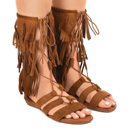 Braune flache Gladiatorensandalen D-41