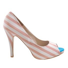 Rosa offene Absätze K011 weiß