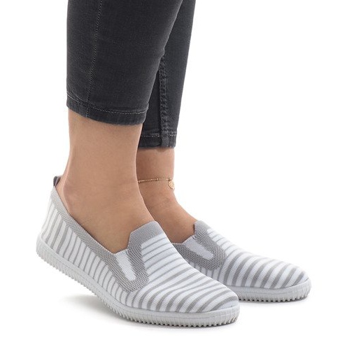 Grau gestreifte Sneaker XJ-2909