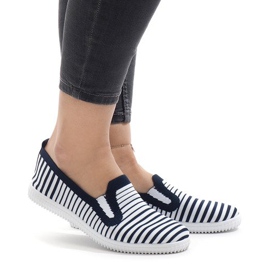 XJ-2909 marineblau gestreifte Sneaker weiß