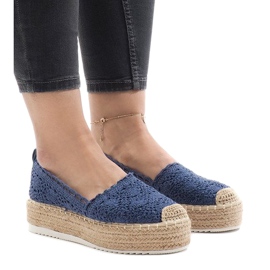 Blaue Espadrilles-Sneaker auf der 7801-P-Plattform