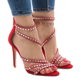Rote Sandalen auf hohem Absatz 9081-9