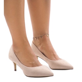 Beige Pumps auf einem Stift P-6377