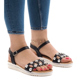 Schwarze Keilsandalen mit Gummizug 35-128