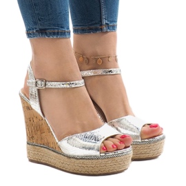 Silberne Keilsandalen 226-1 grau