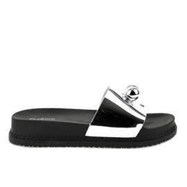 Silberne Pantoffeln mit Kugeln 1819 grau