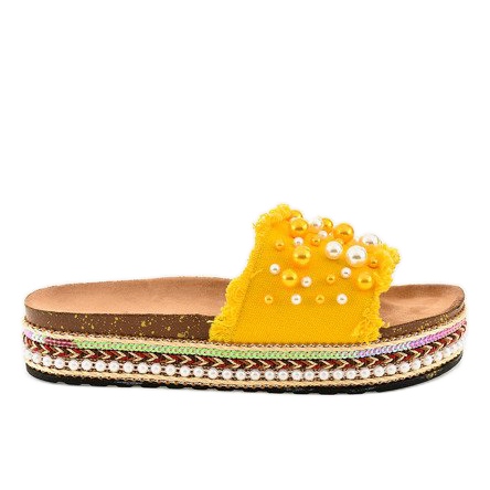 Gelb verzierte Hausschuhe 1035 Perlen