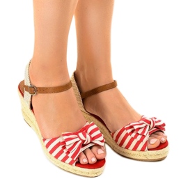 Rote Keilsandalen mit Schleife W032