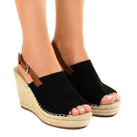 Schwarze Keilsandalen KA-20 Espadrilles