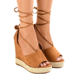 Braune Keilsandalen Espadrilles F35-18