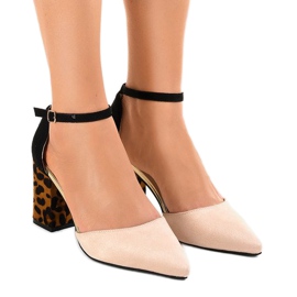 Beige Wildleder High Heels FR276 braun schwarz