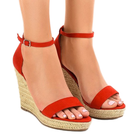 Rote Keilsandalen Espadrilles BD342