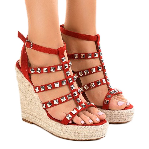 Sandalen mit Keilabsatz in Rot 9529