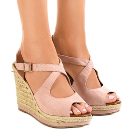 Rosa Espadrilles-Keilsandalen LM-0205