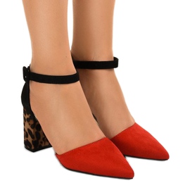 Rote Sandalen auf Pfosten MM-621 Wildleder