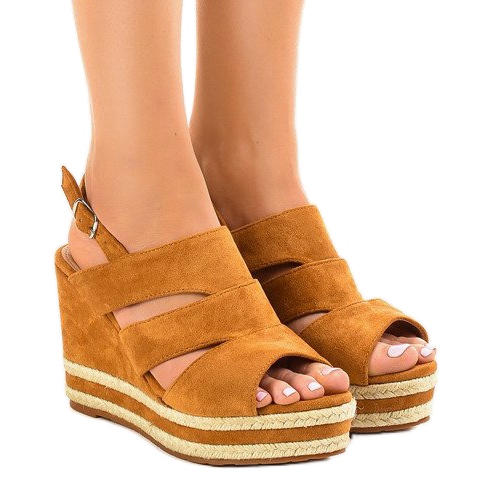 Braune Espadrilles auf Keil FG6