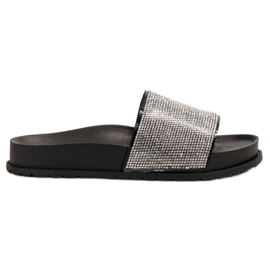 Bestelle Gummipantoffeln mit Zirkonia schwarz