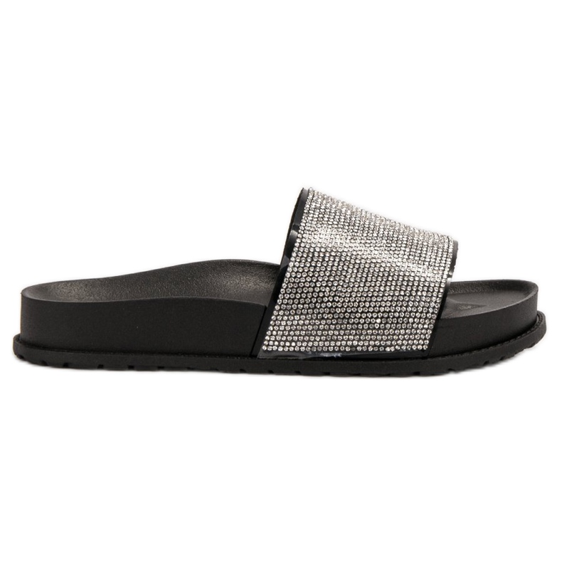 Bestelle Gummipantoffeln mit Zirkonia schwarz