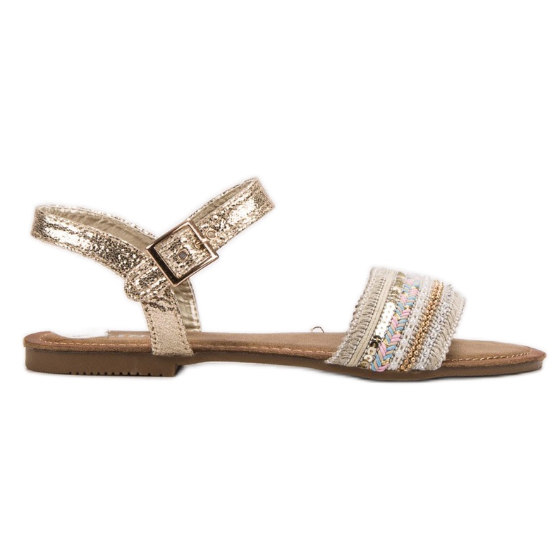 SHELOVET Sandalen mit Pailletten braun