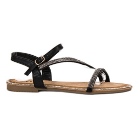 SHELOVET Klassische Sandalen mit Zirkonia schwarz