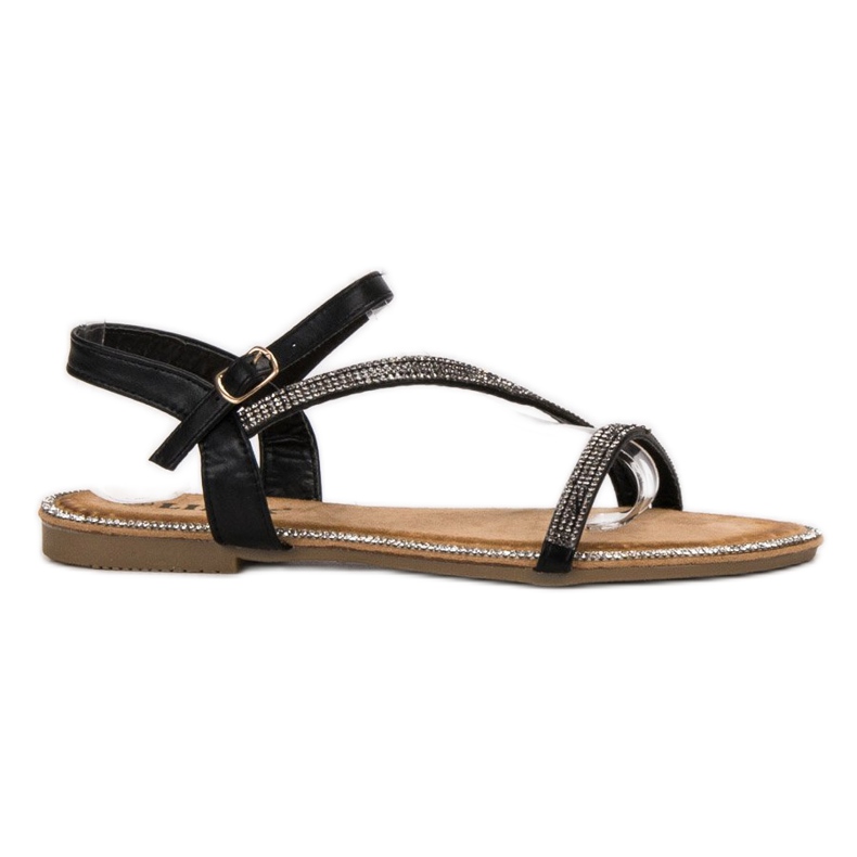 SHELOVET Klassische Sandalen mit Zirkonia schwarz