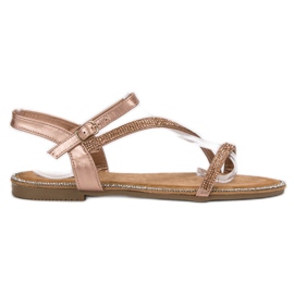 SHELOVET Klassische Sandalen mit Zirkonia gelb