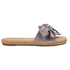 Forever Folie Wildlederhausschuhe mit Schleife grau