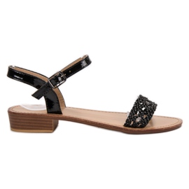 SHELOVET Geflochtene Sandalen mit hohem Absatz schwarz