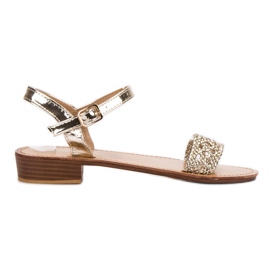 SHELOVET Geflochtene Sandalen mit hohem Absatz gelb