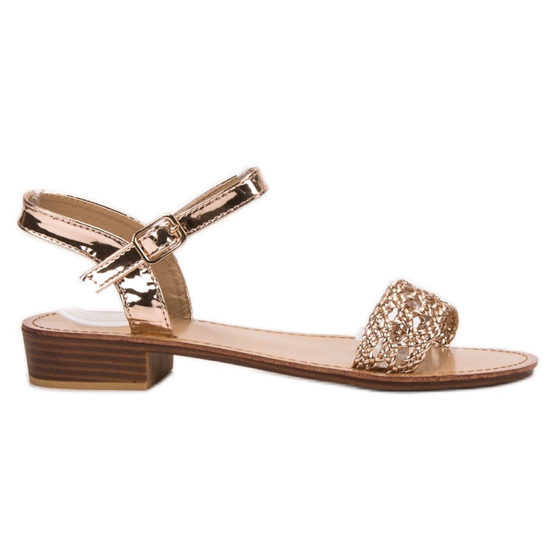 SHELOVET Geflochtene Sandalen mit hohem Absatz gelb