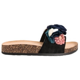 SHELOVET Schwarze Hausschuhe mit Quadraten