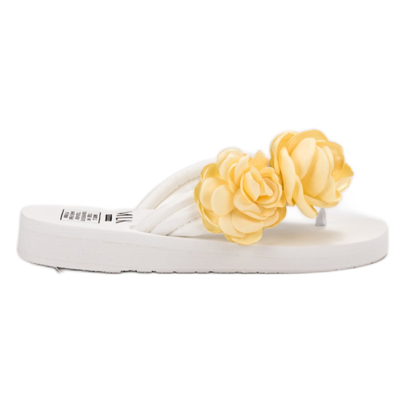 SHELOVET Leichte Flip-Flops mit Blumen weiß