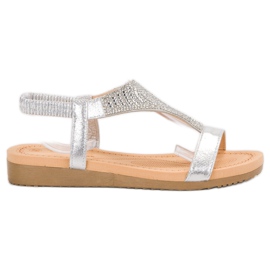 Top Shoes Stilvolle silberne Sandalen grau