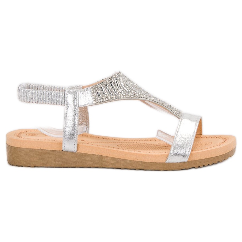 Top Shoes Stilvolle silberne Sandalen grau