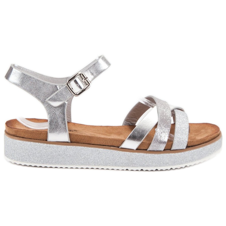 Bestelle Sandalen mit Glitzersohlen grau