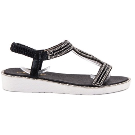 SHELOVET Keilsandalen mit Gummizug schwarz