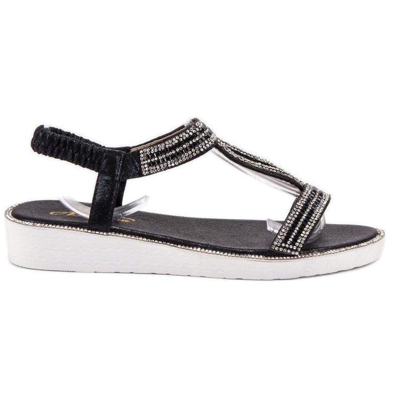 SHELOVET Keilsandalen mit Gummizug schwarz