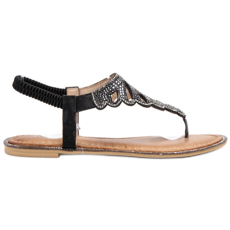 SHELOVET Flip-Flops Sandalen mit Kristallen schwarz