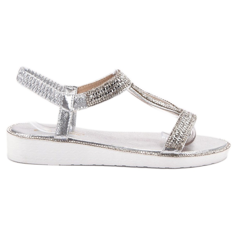 SHELOVET Keilsandalen mit Gummizug grau