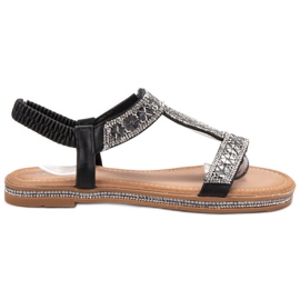 Bello Star Verzierte schwarze Sandalen