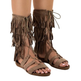 Flache Gladiatorensandalen in Taupe D-41 beige