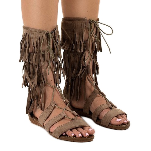 Flache Gladiatorensandalen in Taupe D-41 beige