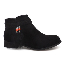Wildleder Booties Jodhpur Stiefel H1911 Schwarz