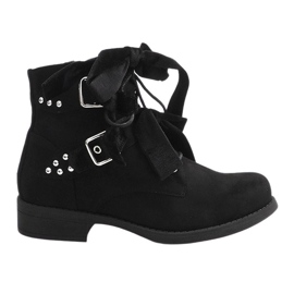 Wildleder Booties mit Schleifen QQ660 Schwarz