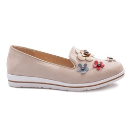 Beige Multi-Blumen Keilabsatz