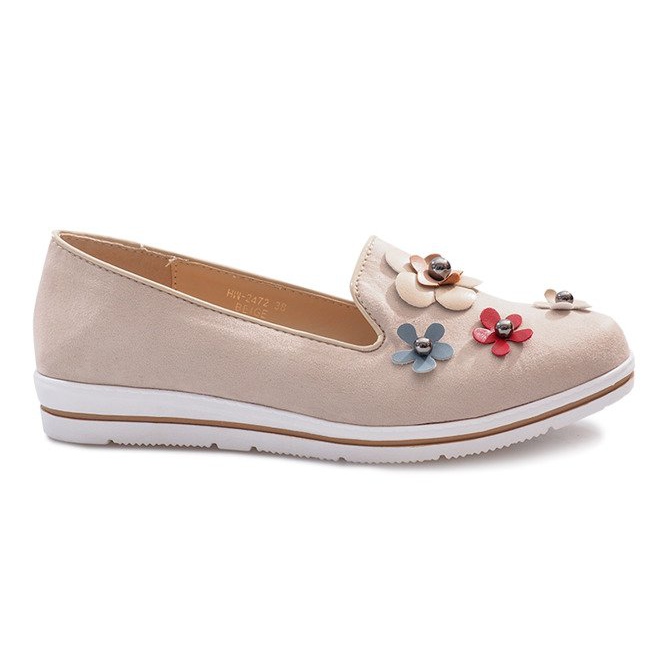 Beige Multi-Blumen Keilabsatz