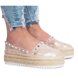 Champagner-Espadrilles auf dem Glam Wedge mehrfarbig rosa