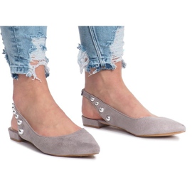 Graue Ballerinas mit Marou Nieten