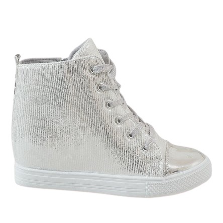 Sneakers mit Keilabsatz in Silber 29333-2 grau