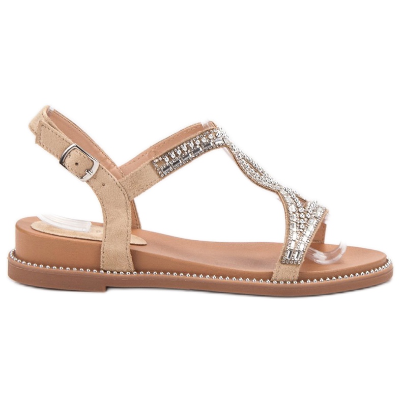 Bello Star Wildledersandalen mit Kristallen braun